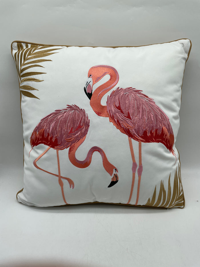 OUTDOOR DECORATIVE PILLOW SUN RESISTANT FLAMINGO FANCY