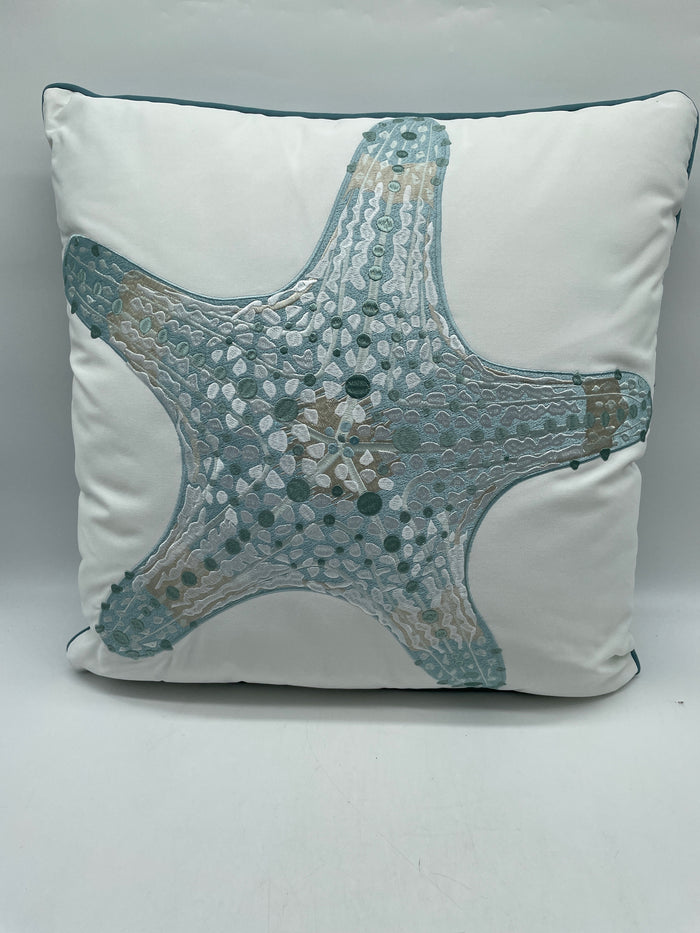 OUTDOOR DECORATIVE PILLOW SUN RESISTANT SEA GLASS TRIBAL STARFISH