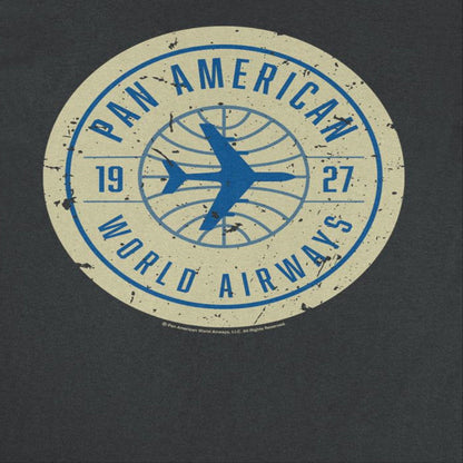 Pan Am 1927 World Airways Plane Badge Logo Black T-Shirt