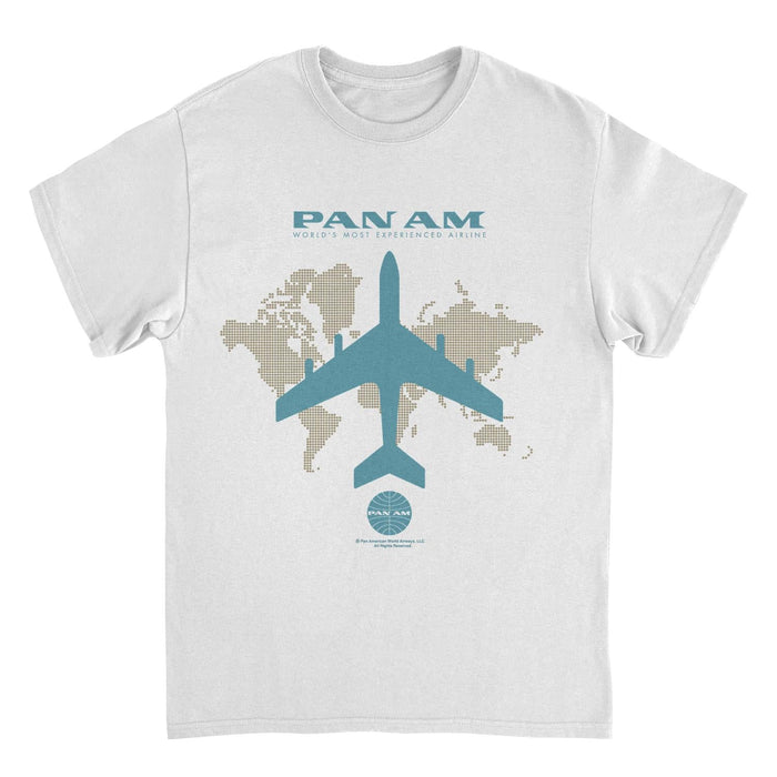 Pan Am Plane Silhouette Over the World White T-Shirt
