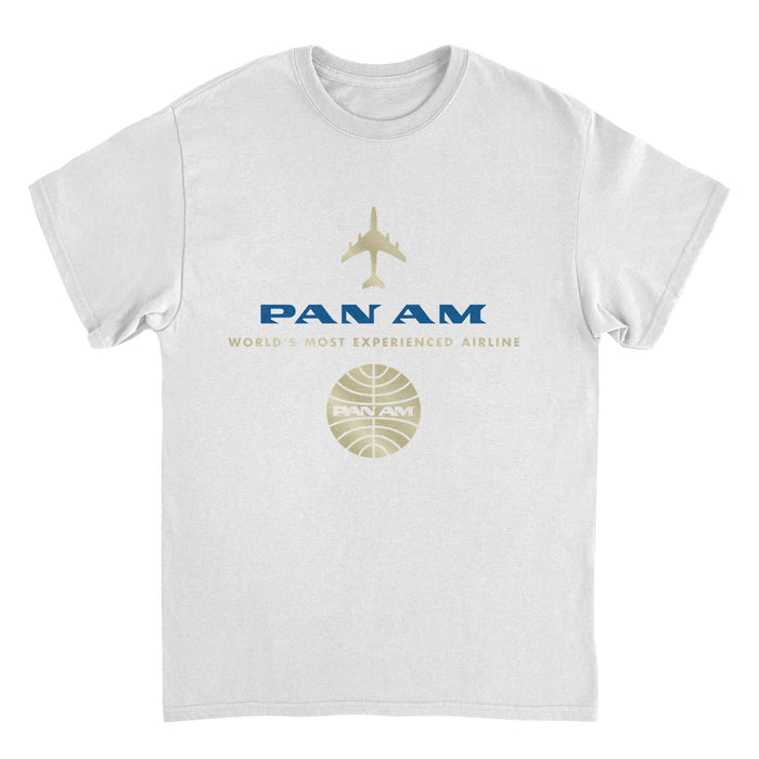 Pan Am Worlds Most Experienced Airline Gold White T-Shirt