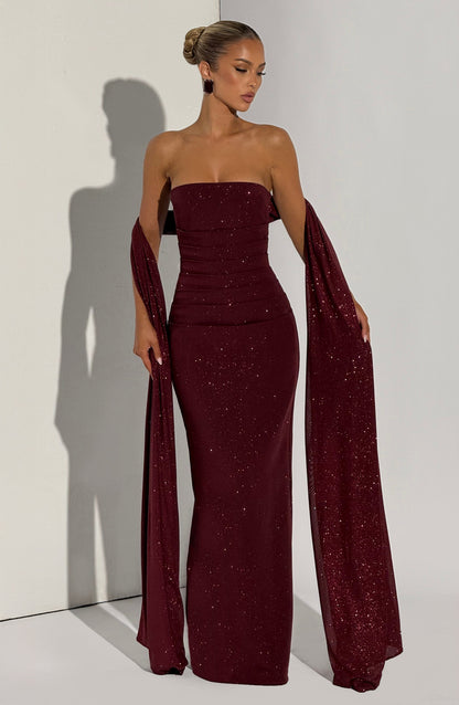 Pandra Maxi Dress - Wine Sparkle