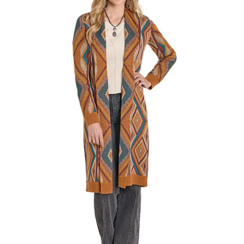 Panhandle Slim Women's Aztec Knit Duster in Beige