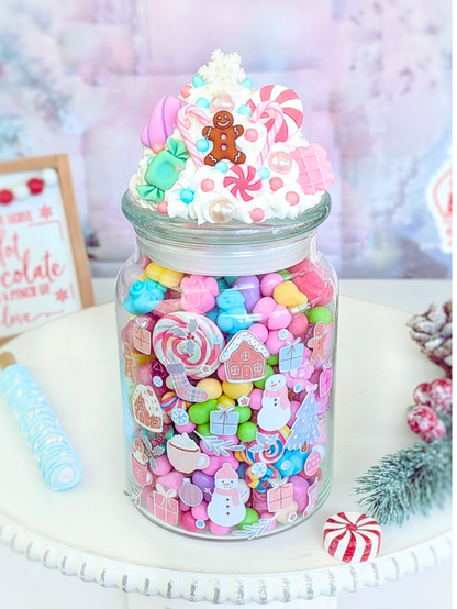 Pastel Christmas Candy Jar - Gingerbread Designs