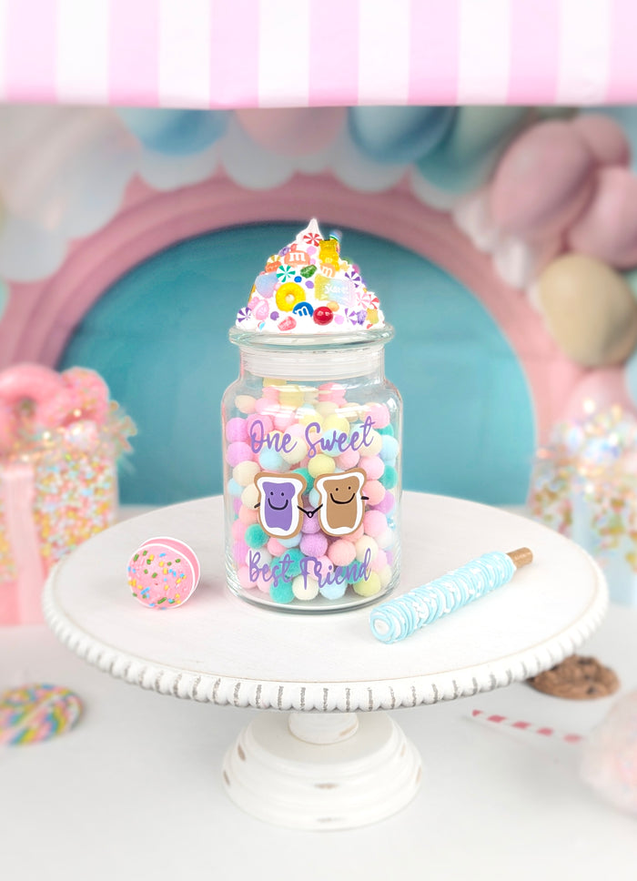 Peanut Butter and Jelly Best Friend Candy Jar With Frosting Lid