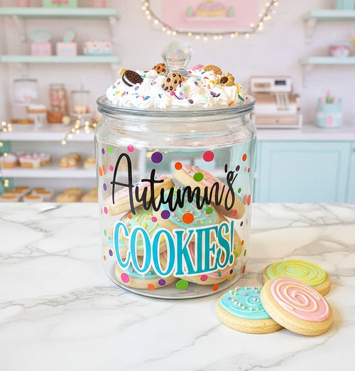 Personalized Glass Cookie Jar with Fake Frosting