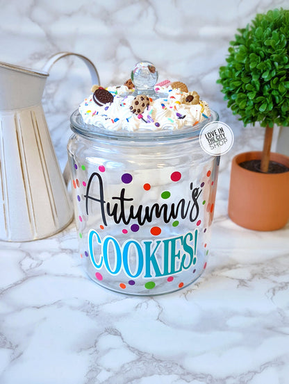 Personalized Glass Cookie Jar with Fake Frosting