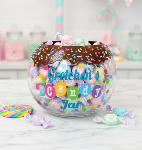 Personalized Name Candy Bowl with Chocolate Drip/Sprinkles