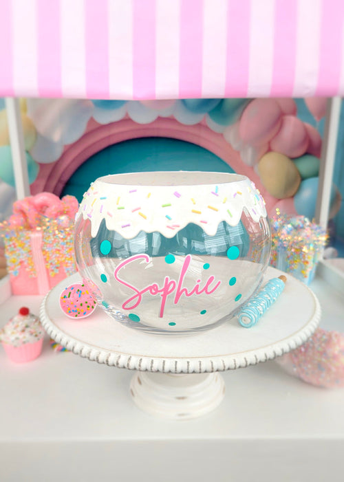 Personalized Name Pastel Candy Glass Candy Bowl