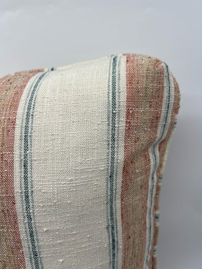 PILLOW CORAL & BLUE STRIPES