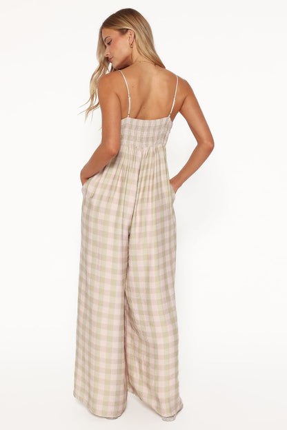 PLAYSUITS Pricilla Jumpsuit - Green/Pink Gingham