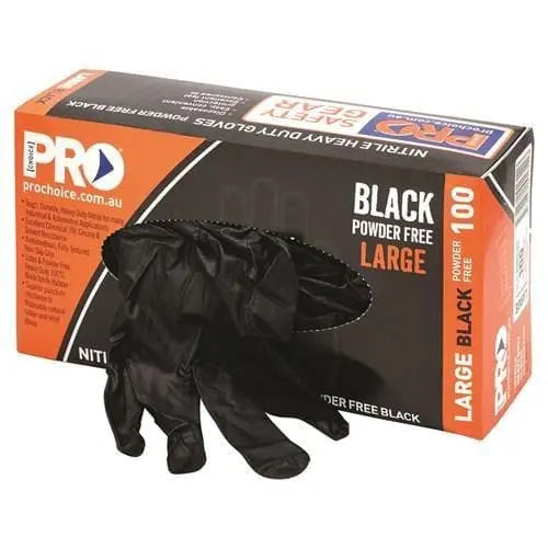Pro Choice Black H/duty Powder Free - Box Of 100 Pieces - MDNPFHD PPE Pro Choice