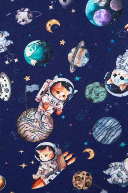 Brenda Purple Astronaut Cat In Space Flared Dress