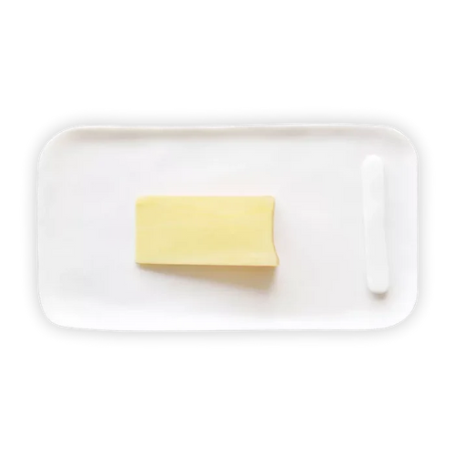 RECTANGULAR PLATTER IN WHITE RESIN WITH SPREADER