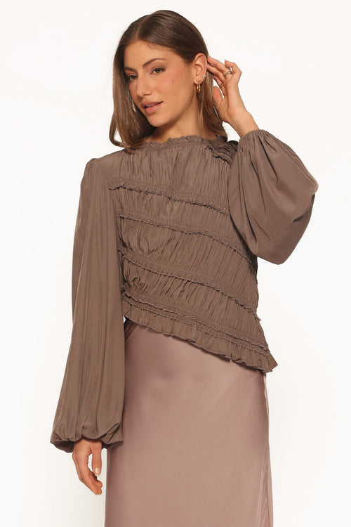 TOPS Romee Ruched Top - Brown