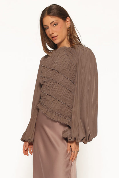 TOPS Romee Ruched Top - Brown