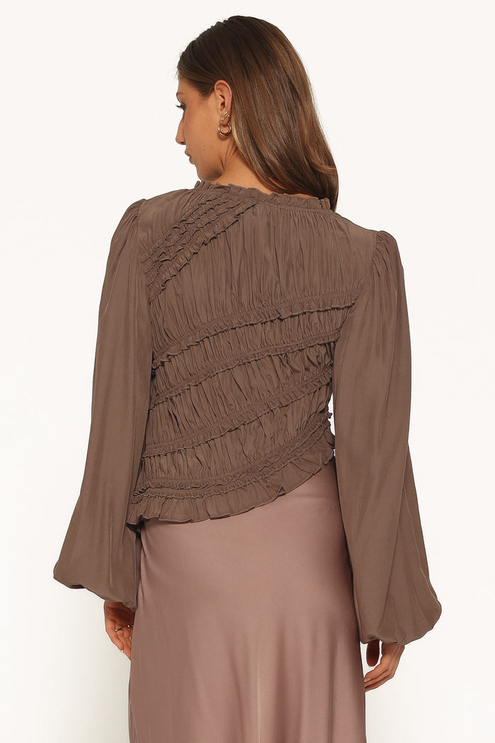 TOPS Romee Ruched Top - Brown