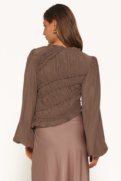 TOPS Romee Ruched Top - Brown