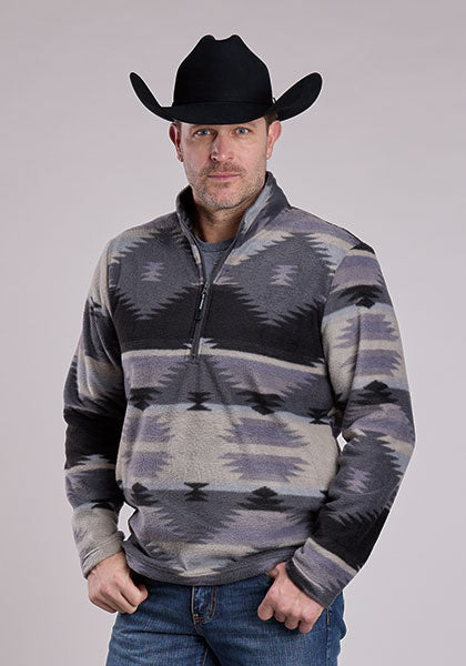 Roper Men's Aztec 1/4 Zip Micro Fleece Pullover (Available in 2 Colors)
