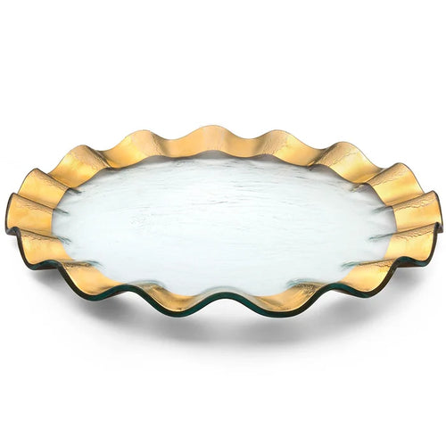 RUFFLE LARGE ROUND PLATTER IN GOLD