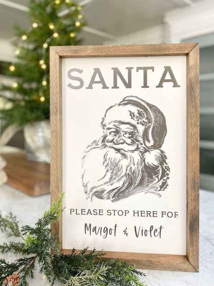 Santa Please Stop Here - Graphic <br>Personalized Framed Print