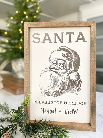 Santa Please Stop Here - Graphic <br>Personalized Framed Print