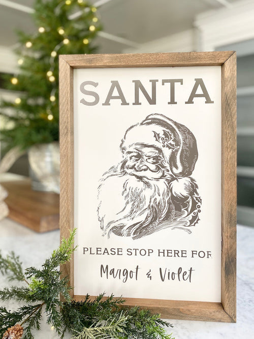 Santa Please Stop Here - Graphic <br>Personalized Framed Print