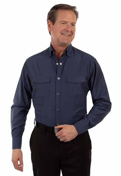Scully Men's L/S Signature Solid Western Snap Dress Shirt in Blue