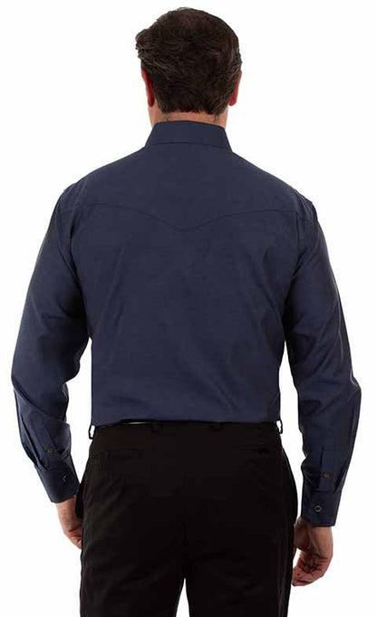 Scully Men's L/S Signature Solid Western Snap Dress Shirt in Blue