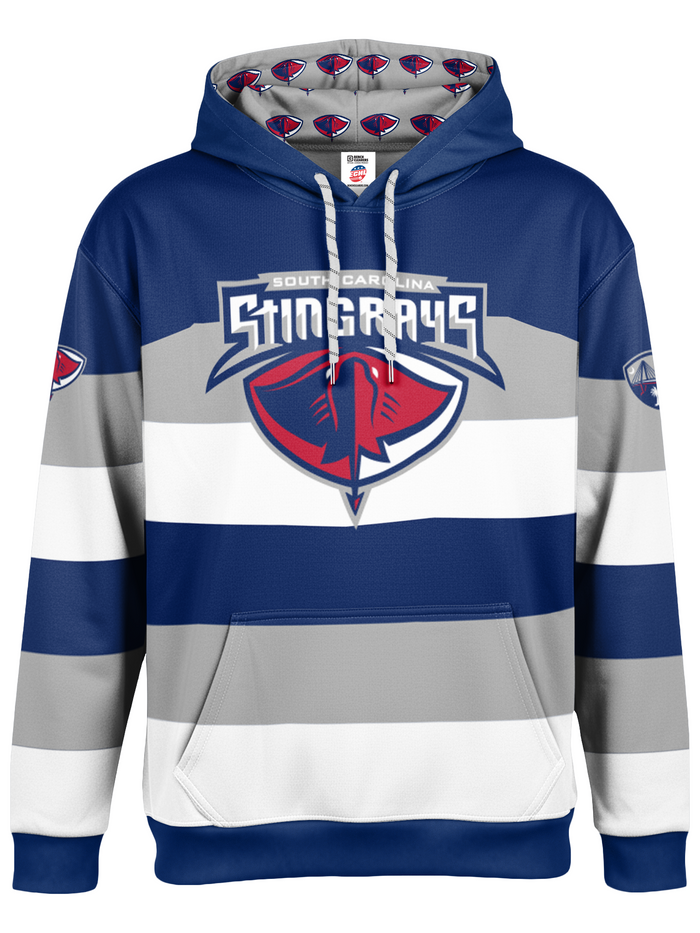 South Carolina Stingrays Gray Striped Hockey Hoodie