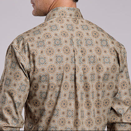 Stetson Men's Gold Coin Medallion Western Button Down Shirt in Grey