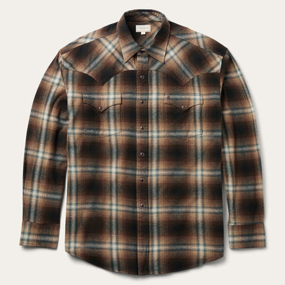Stetson Men's L/S Ombre Plaid Western Snap Shirt in Dark Brown