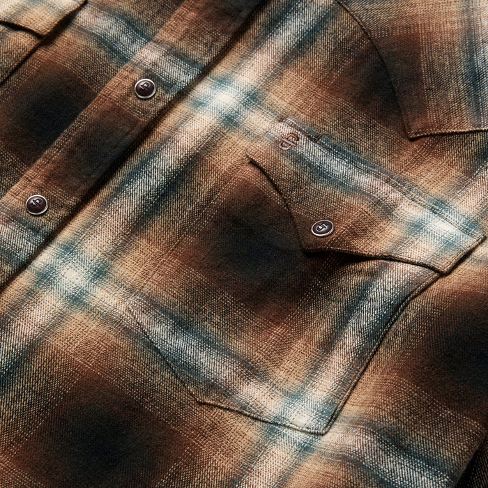Stetson Men's L/S Ombre Plaid Western Snap Shirt in Dark Brown