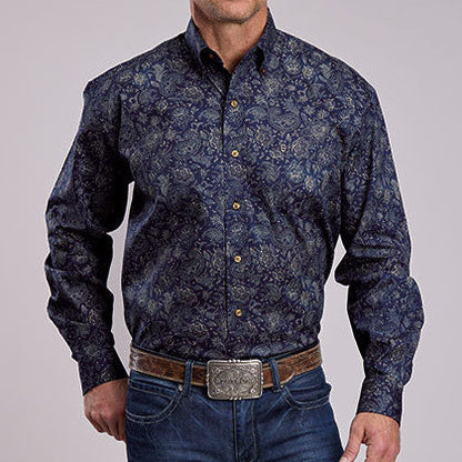 Stetson Men's Midnight Sky Print Western Button Down Shirt in Blue