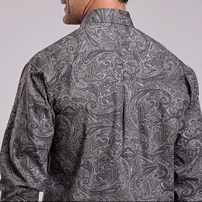 Stetson Men's Smoke Paisley Western Button Down Shirt in Grey