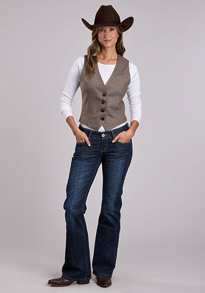 Stetson Women's Herringbone Tweed Vest in Brown