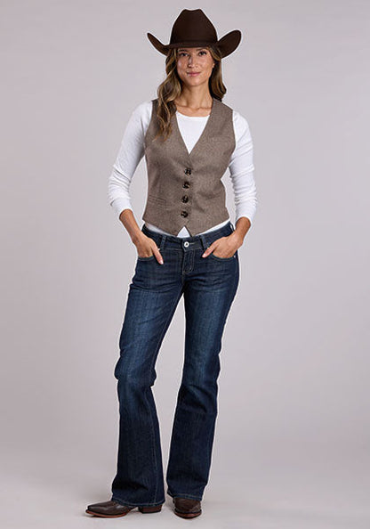 Stetson Women's Herringbone Tweed Vest in Brown
