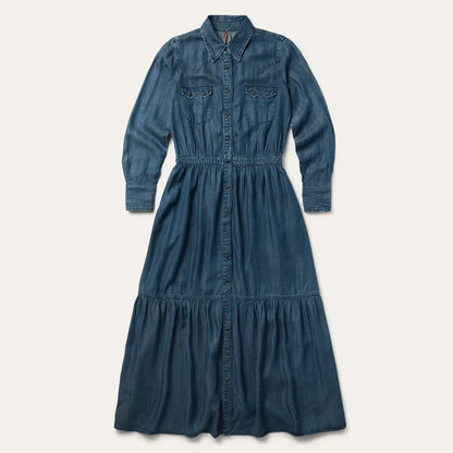 Stetson Women's L/S Western Denim Maxi Dress