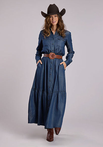Stetson Women's L/S Western Denim Maxi Dress