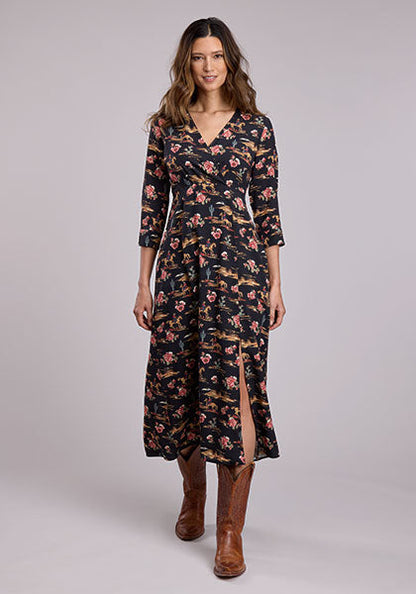 Stetson Women's Night Ride Printed Midi Dress in Black