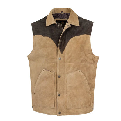 STS Ranchwear Men's Oliver Suede Leather Vest in Camel and Chocolate