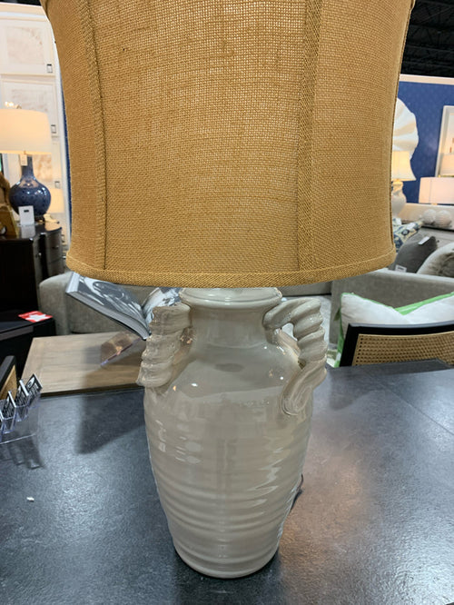 TABLE LAMP CERAMIC GREY BROWN SHADE