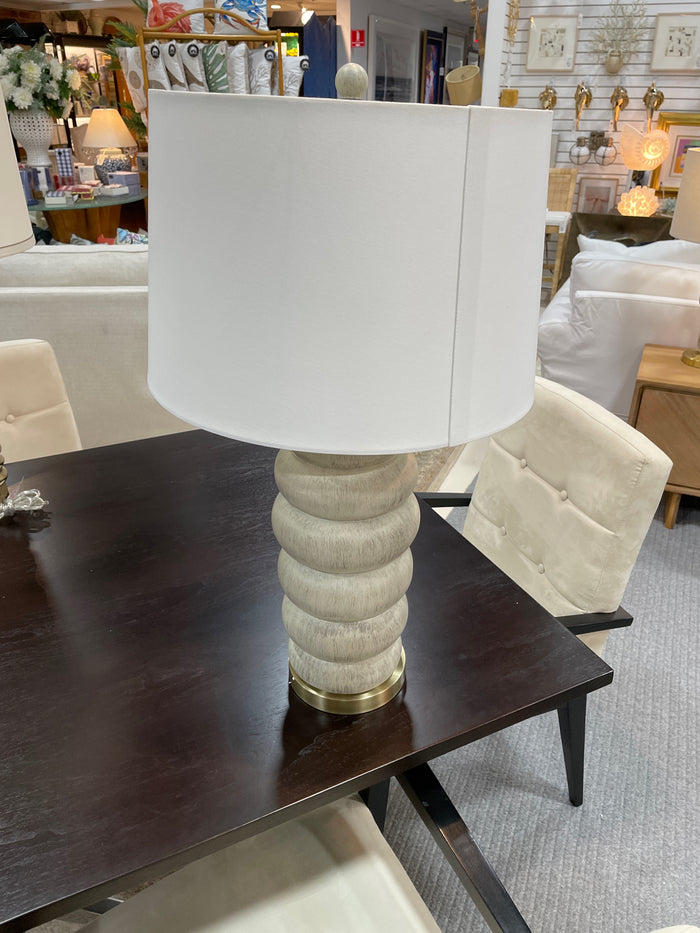 TABLE LAMP WHITE WASH STACKED BASE