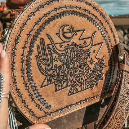 The Bucking Leather Tooled Canteen Purse