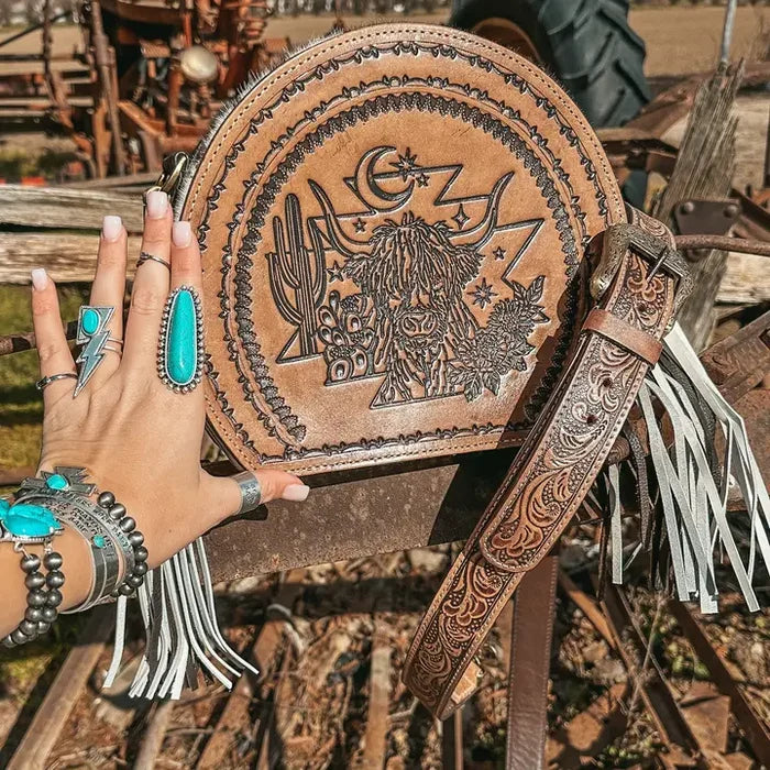 The Bucking Leather Tooled Canteen Purse