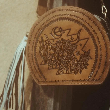 The Bucking Leather Tooled Canteen Purse
