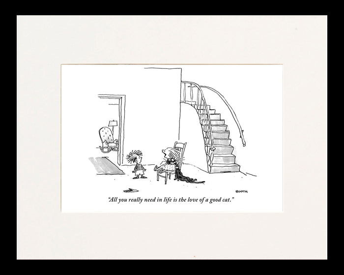 The Love of a Good Cat Cartoon Print
