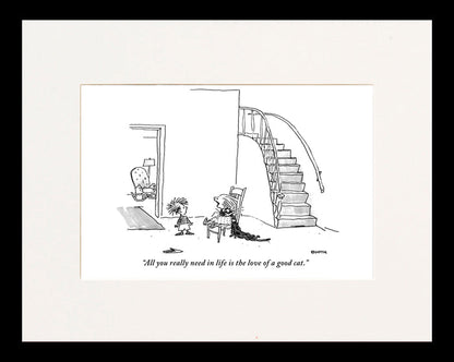 The Love of a Good Cat Cartoon Print
