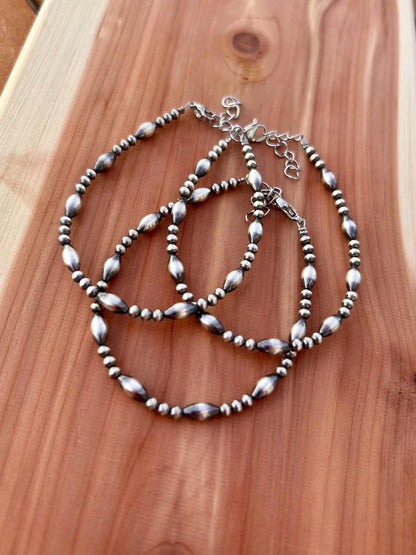 Thunder & Stone Sterling Silver Navajo Inspired Torpedo and Pearl Beaded Bracelet