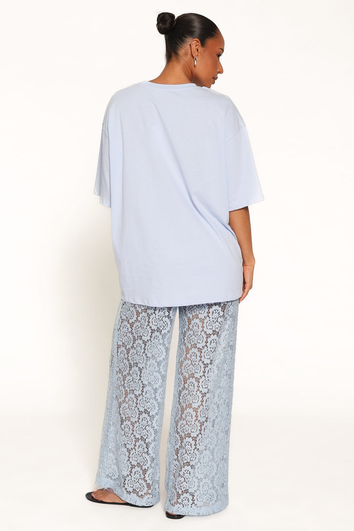 BOTTOMS Tia Sheer Lace Pant - Light Blue